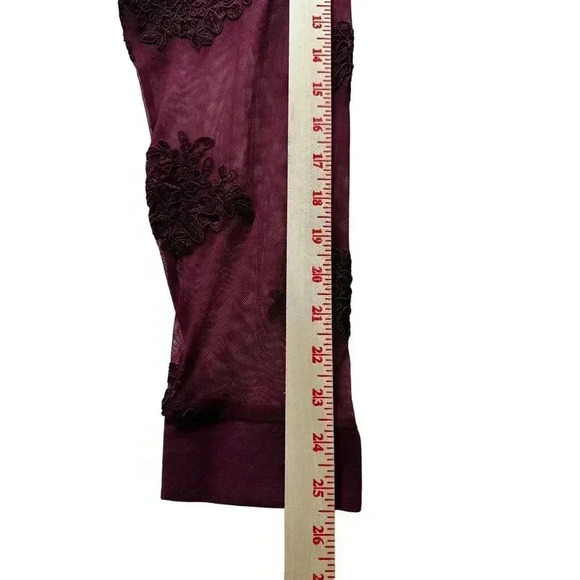 Torrid Womens Sheer Mesh Burgundy Lace Floral Embroidered Zip-Up Long Sleeve Jac - Picture 5 of 16